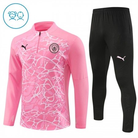 Dječji Manchester City Sweatshirt Za Trening Četvrt Zip 2024-25 Ružičasta